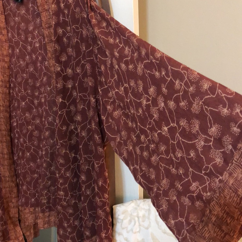 BOHO MOSSIMO • Bohemian Kimono Elegant Rust Floral Design - Picture 9 of 12